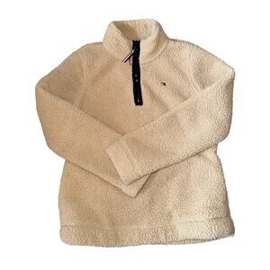 Tommy Hillside Teddy Quarter Zip Pullover Sweater Women's Size Small Light Brown
